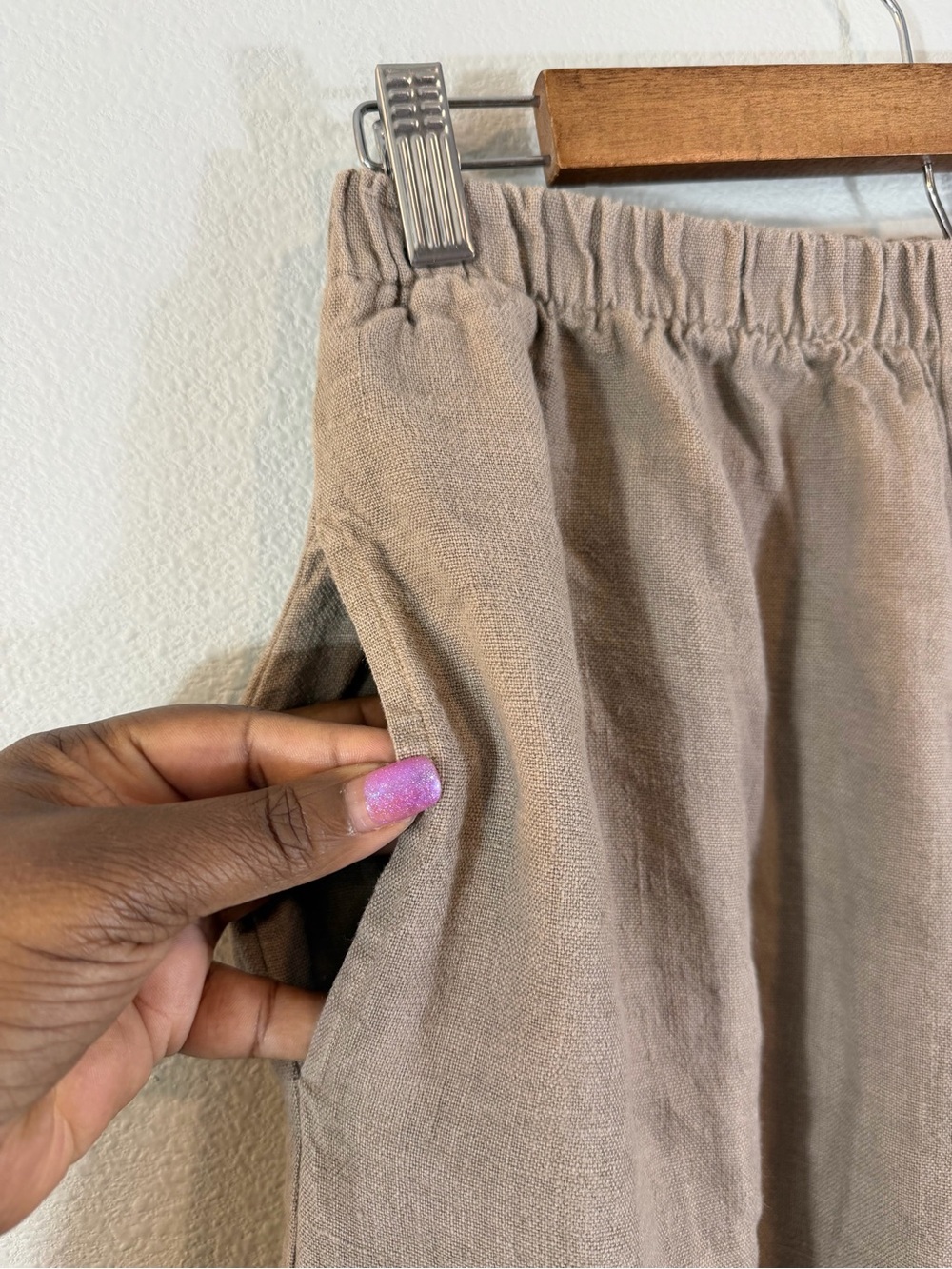 Bryn Walker Wide Leg Crop Linen Pants XS Light Taupe Brown Lagenlook Minimalist - Picture 4 of 9